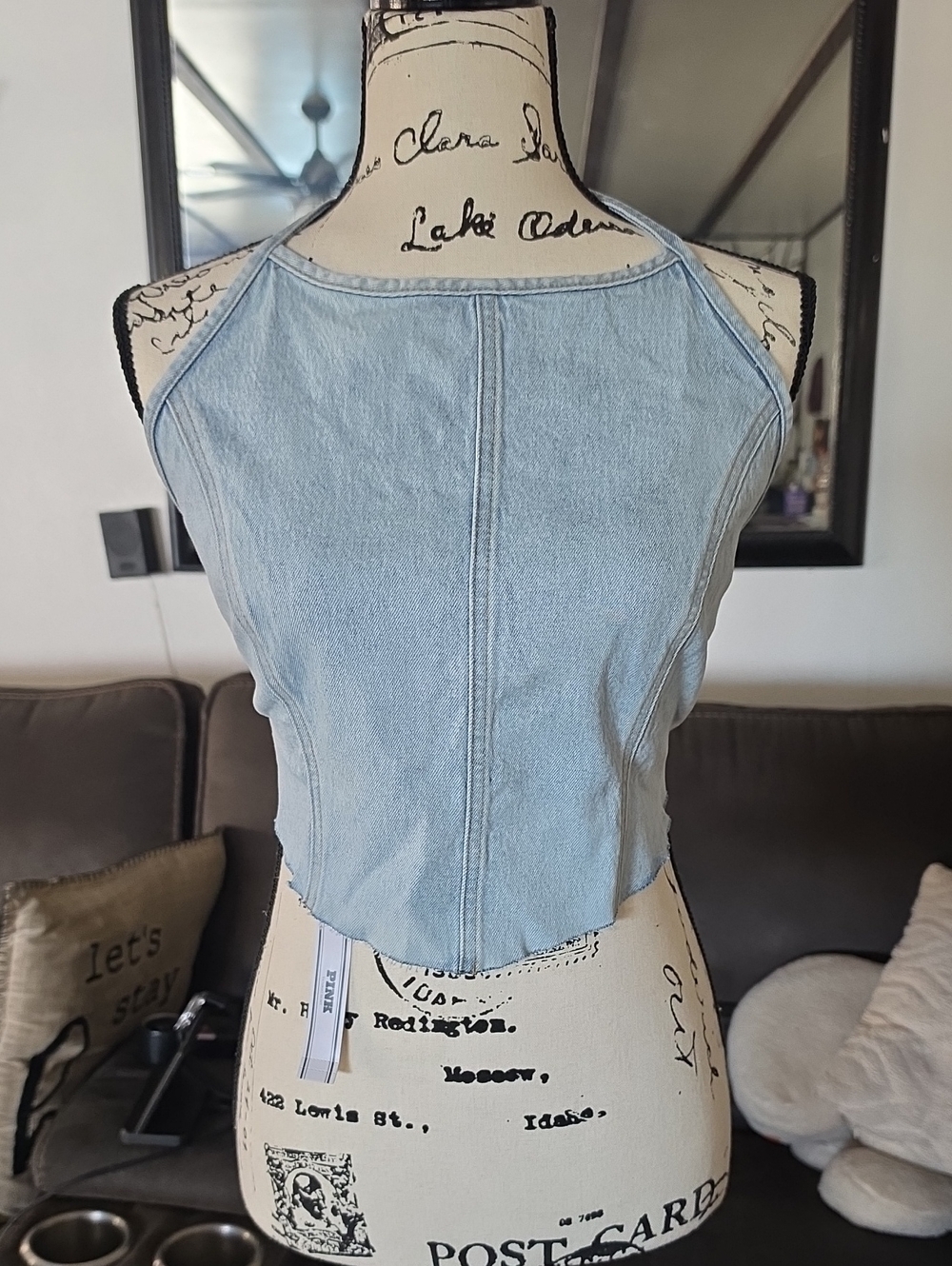 Victoria's Secret Light Blue Denim Halter Crop Top